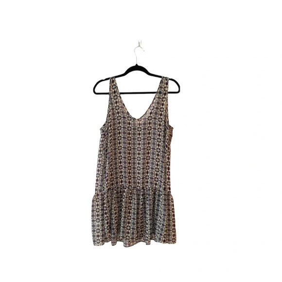 Astr Anthropologie Tan Boho Geometric Print Sheer Mini Slip Dress Medium Women’s - Picture 6 of 10